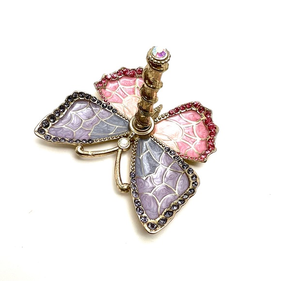 CRYSTAL ENAMEL GOLD PLATED BUTTERFLY JEWELLERY STAND ORGANAZER RING HOLDER GIFT - Picture 6 of 8